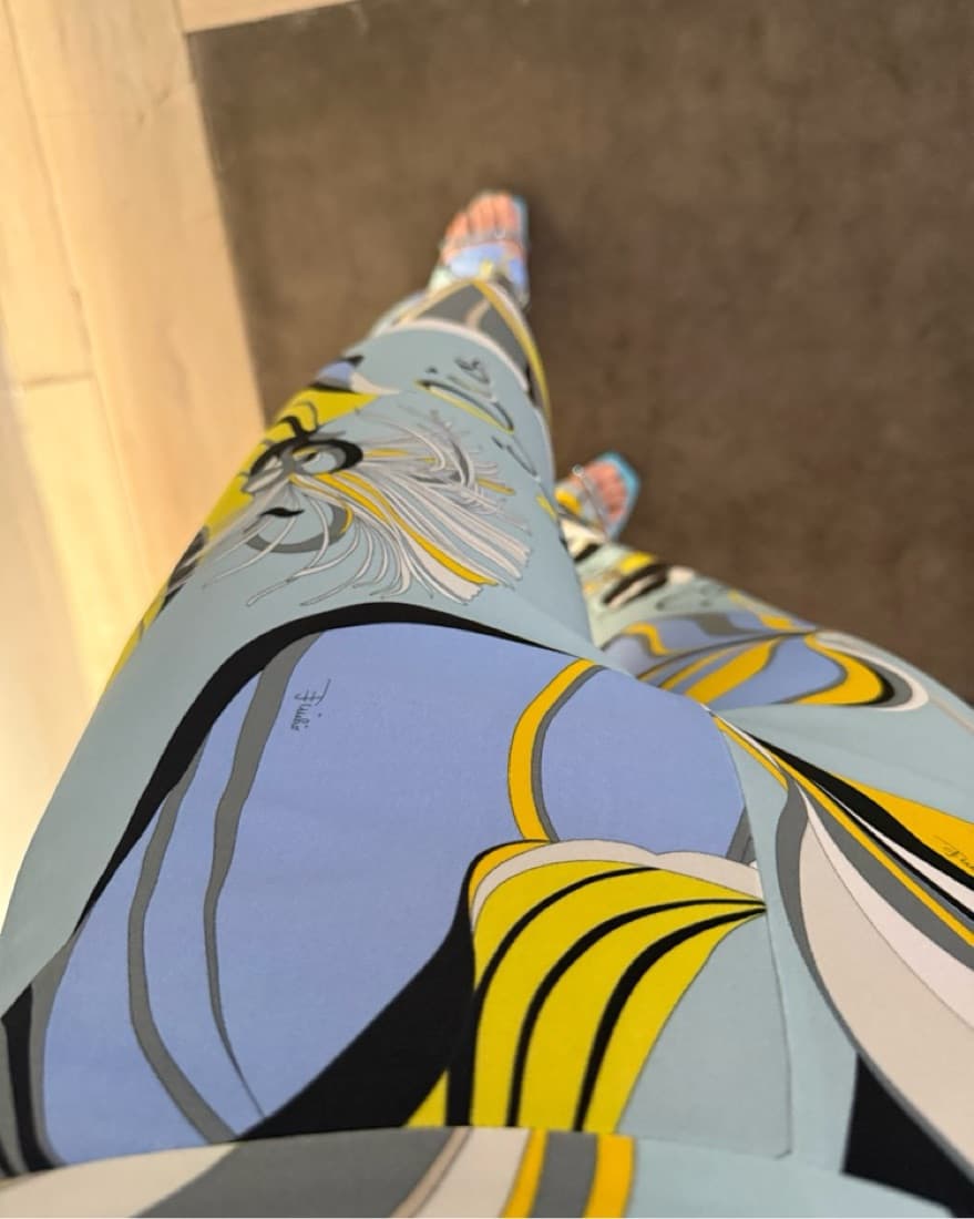 Pucci print High Waisted Pants blue yellow - Image 6