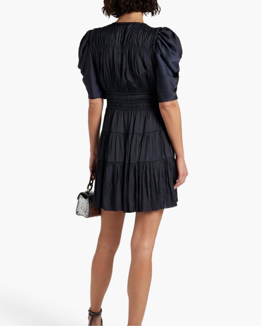 ULLA JOHNSON Black Satin mini dress - Image 2