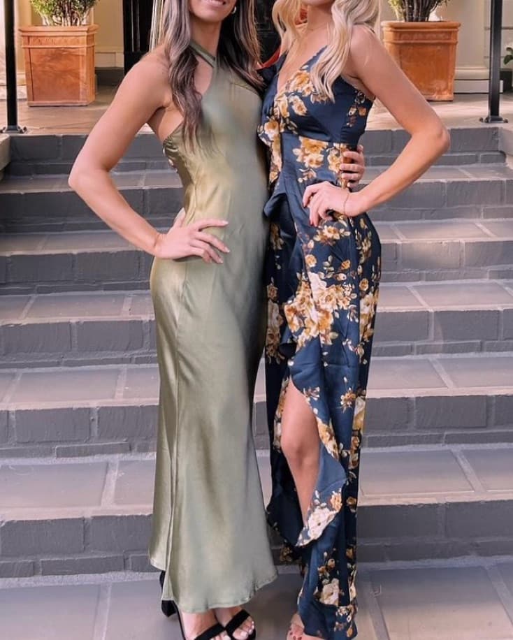 Sage Satin Green Dress - Image 4