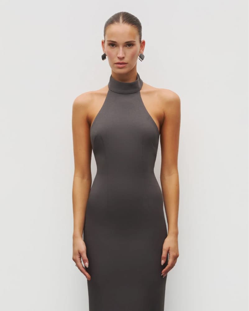 grey halter gown - Image 2