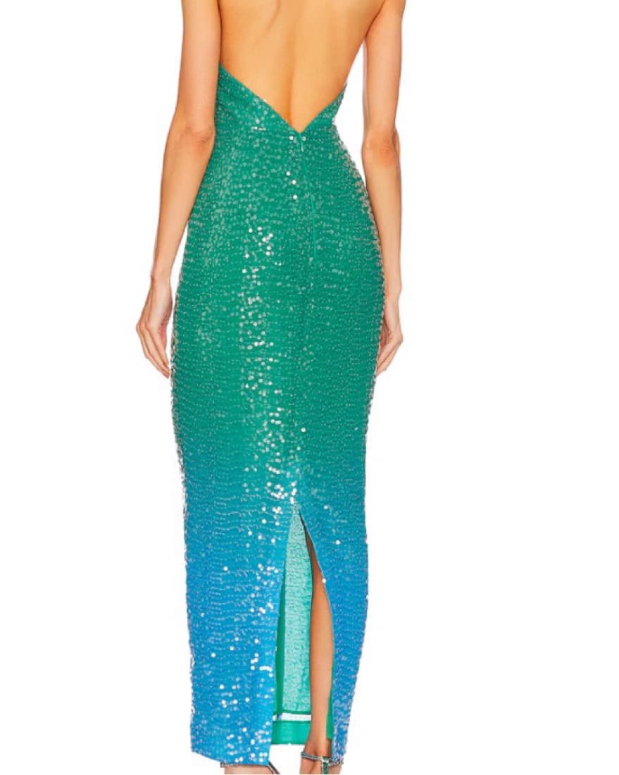 Sau Lee Jasmin Dress in Green Blue Ombre - Image 4
