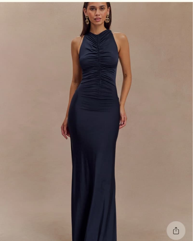 Meshki Priya Slinky Ruched Dress S Navy - Image 1