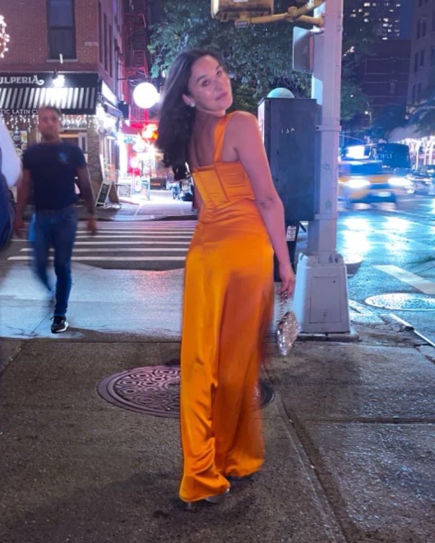 Miss Circle Orange Satin Gown - Image 2