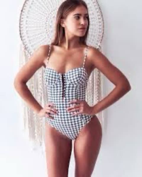 Onia Diana Gingham Print Swimsuit - Image 2