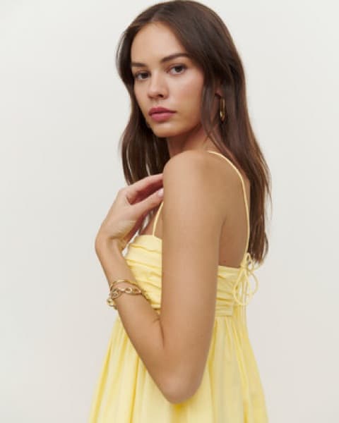 Reformation Yellow Catarina Mini Dress - Image 2
