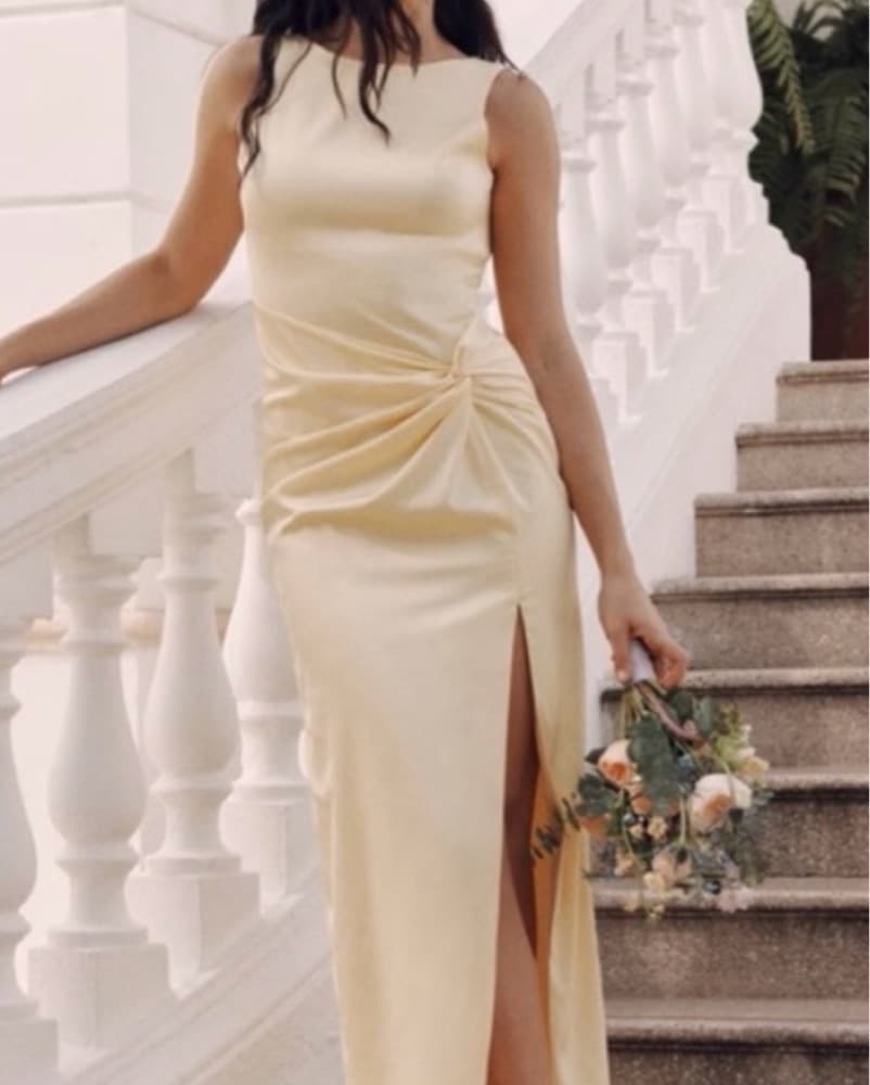 Yellow Satin Dress - Image 2