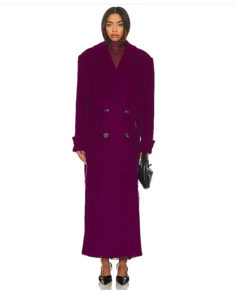 Deep Magenta Double Breasted Coat - Image 3