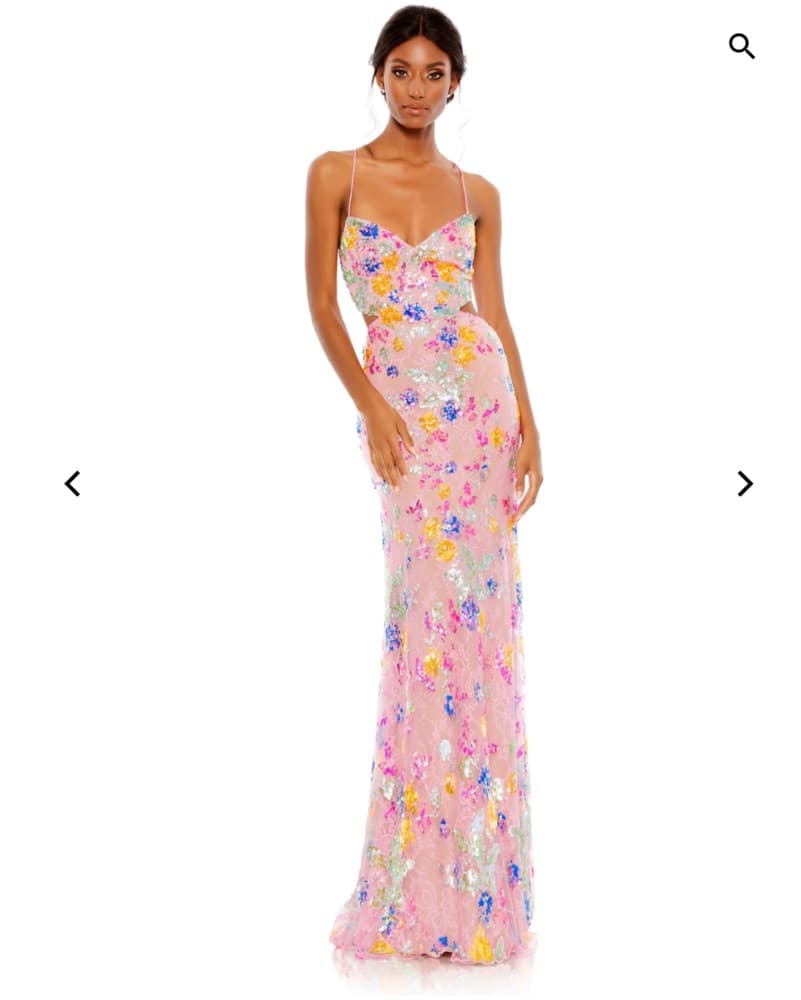 Pink Floral Sequin Long Dress - Image 1