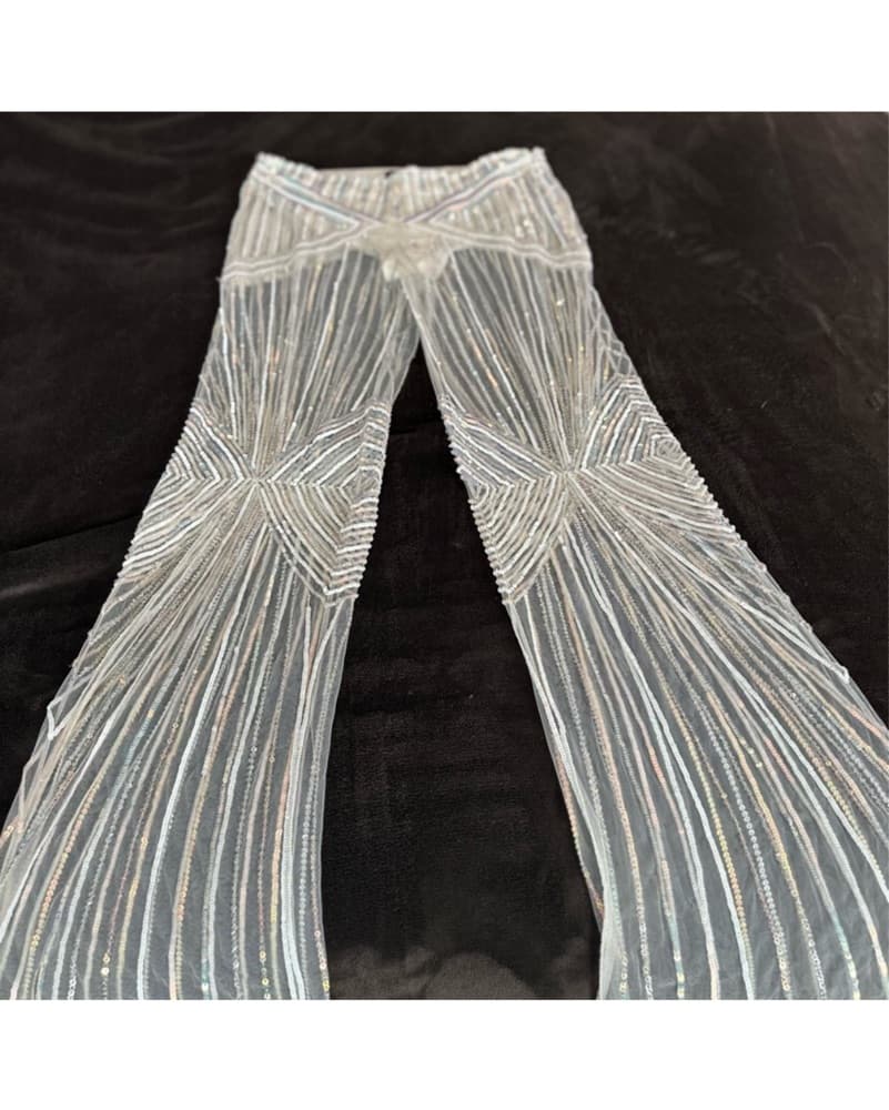Retrofete Jocelyn White Sequin Pants S - Image 6