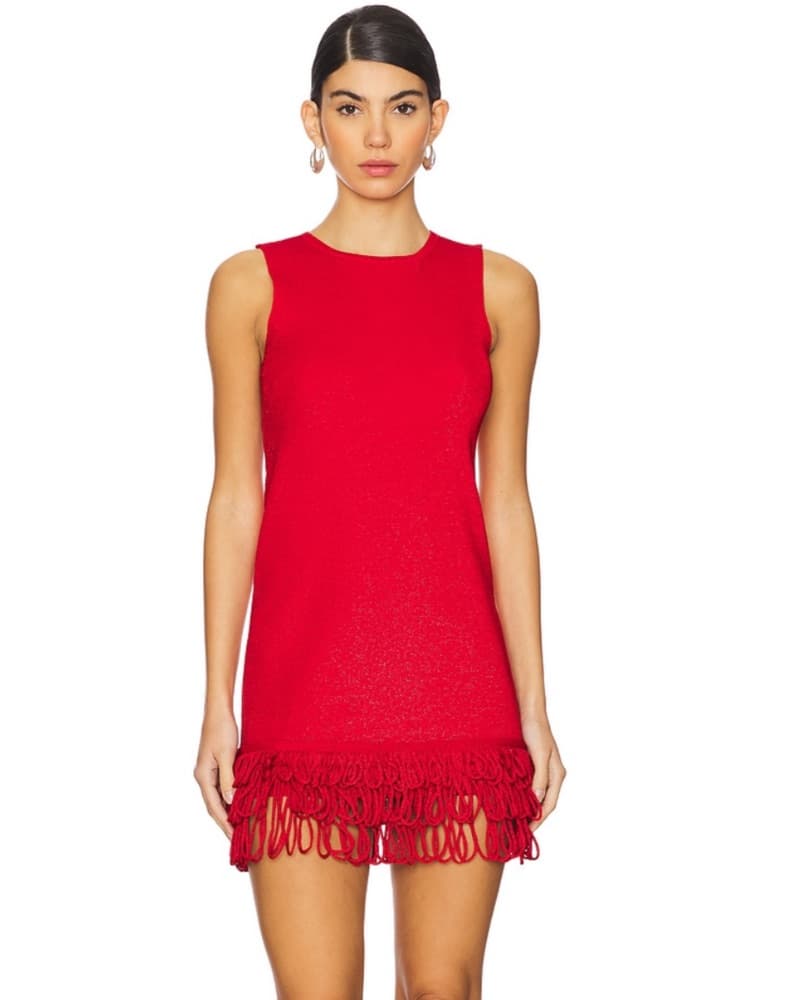 Simon Miller Knit Mini Fringed Red Dress - Image 1