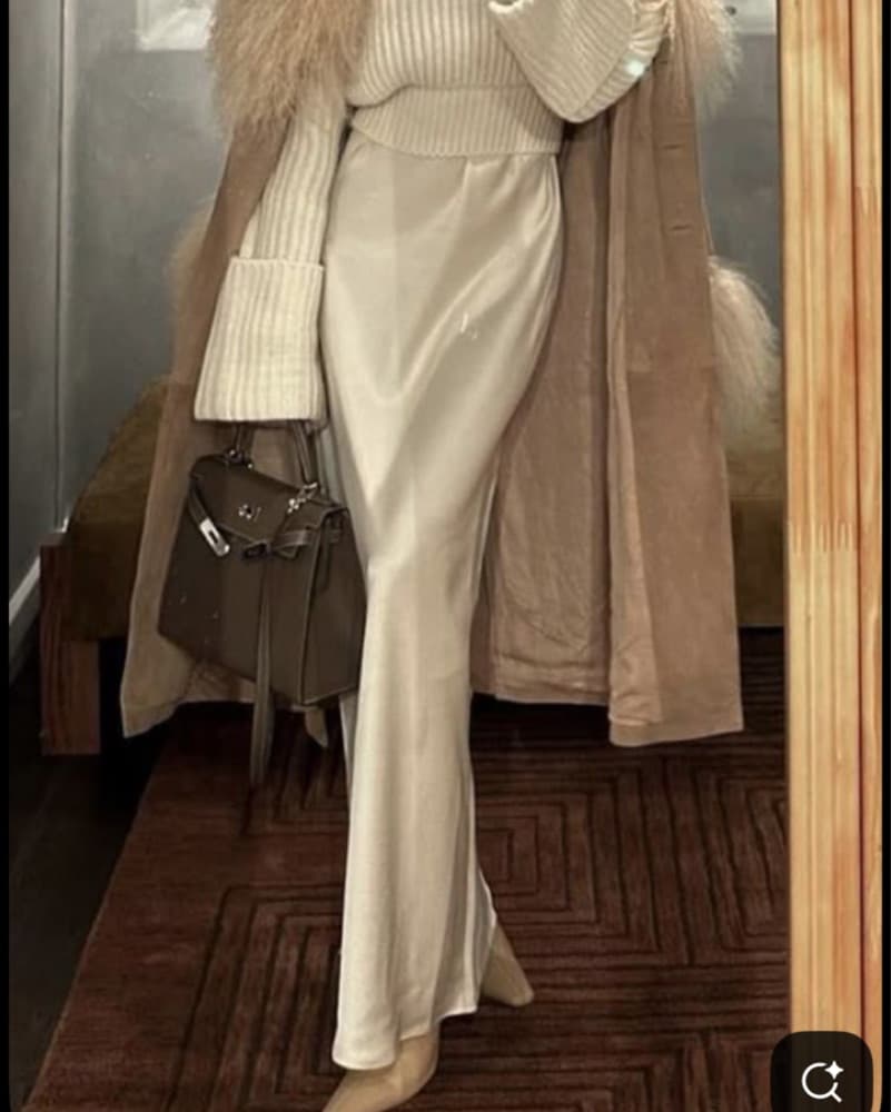 Elegant Cream Satin Maxi Dress - Image 2