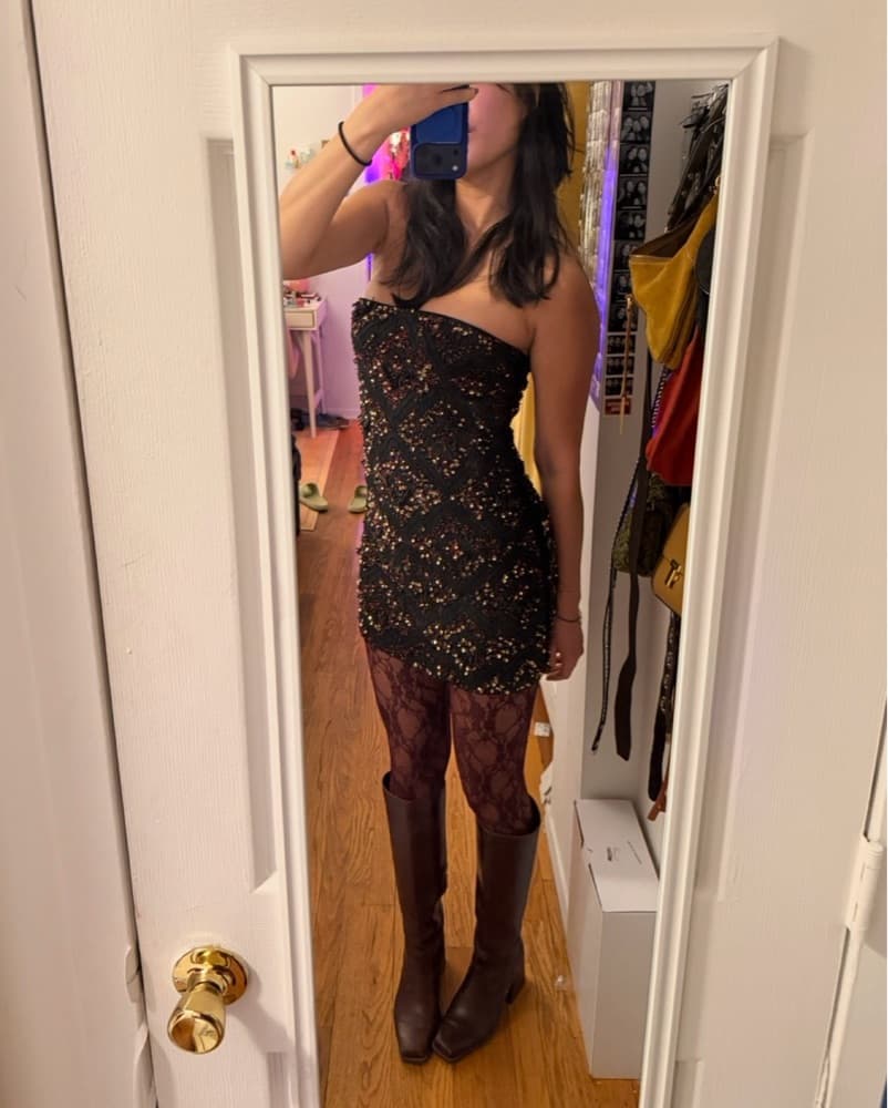 all saints strapless sequin party dress - Image 2