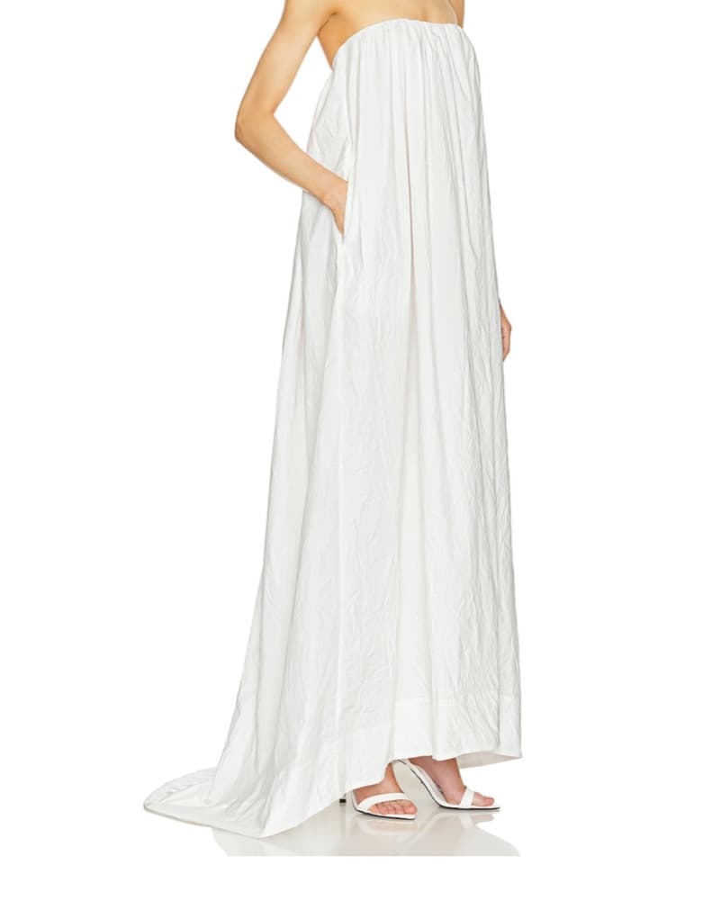 Helsa Crinkle Pleated Gown In White - Image 2