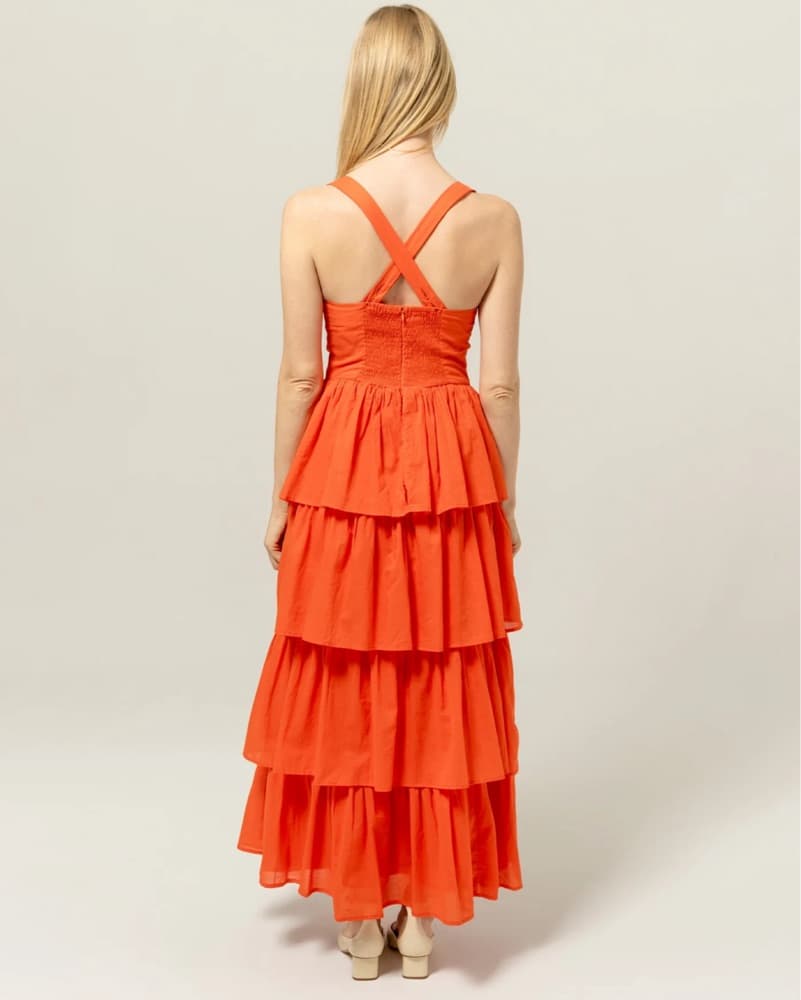 Bel Kazan Orange Tiered Lucca Dress  - Image 4