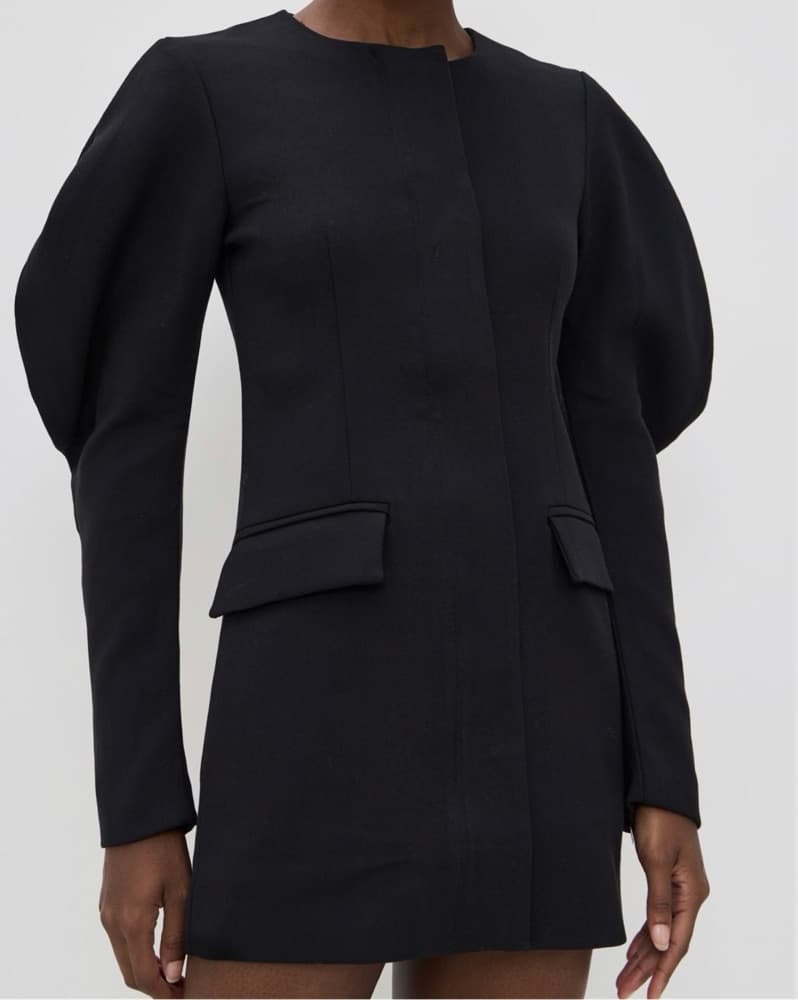 Line & Dot Puff Sleeve Dress - Image 1