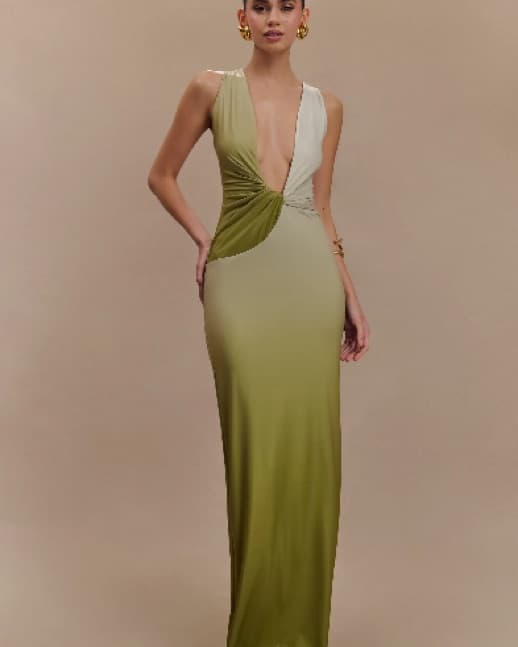 Meshki Low Cut Green Stella Dress  - Image 2