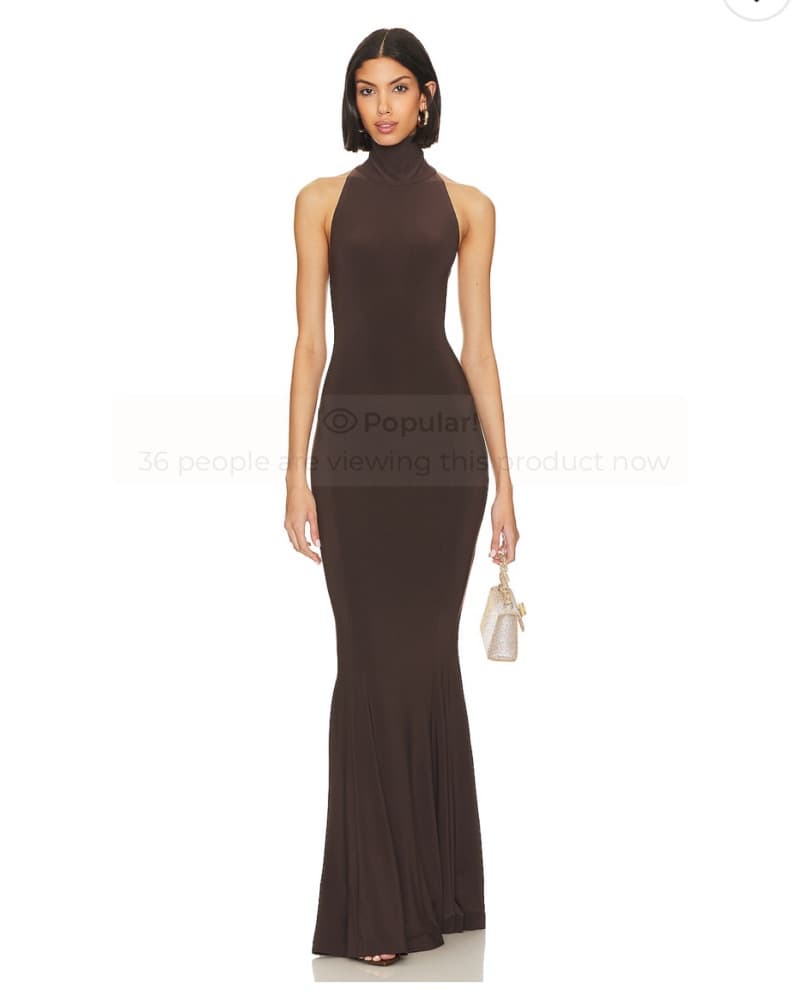 Norma Kamali Halter Turtle Fishtail Gown - Image 2