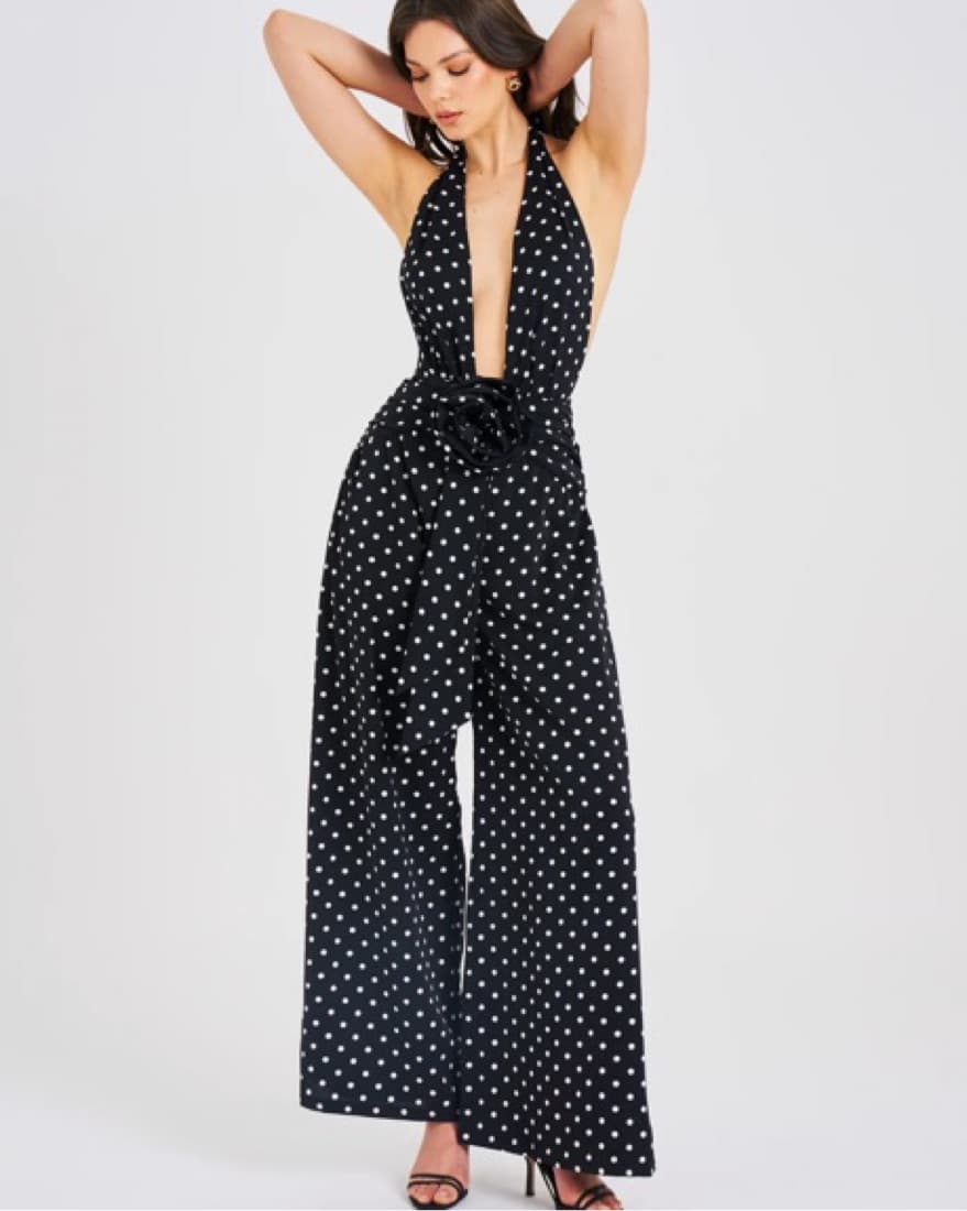 Miss Circle Black Polka Dots Jumpsuit - Image 5