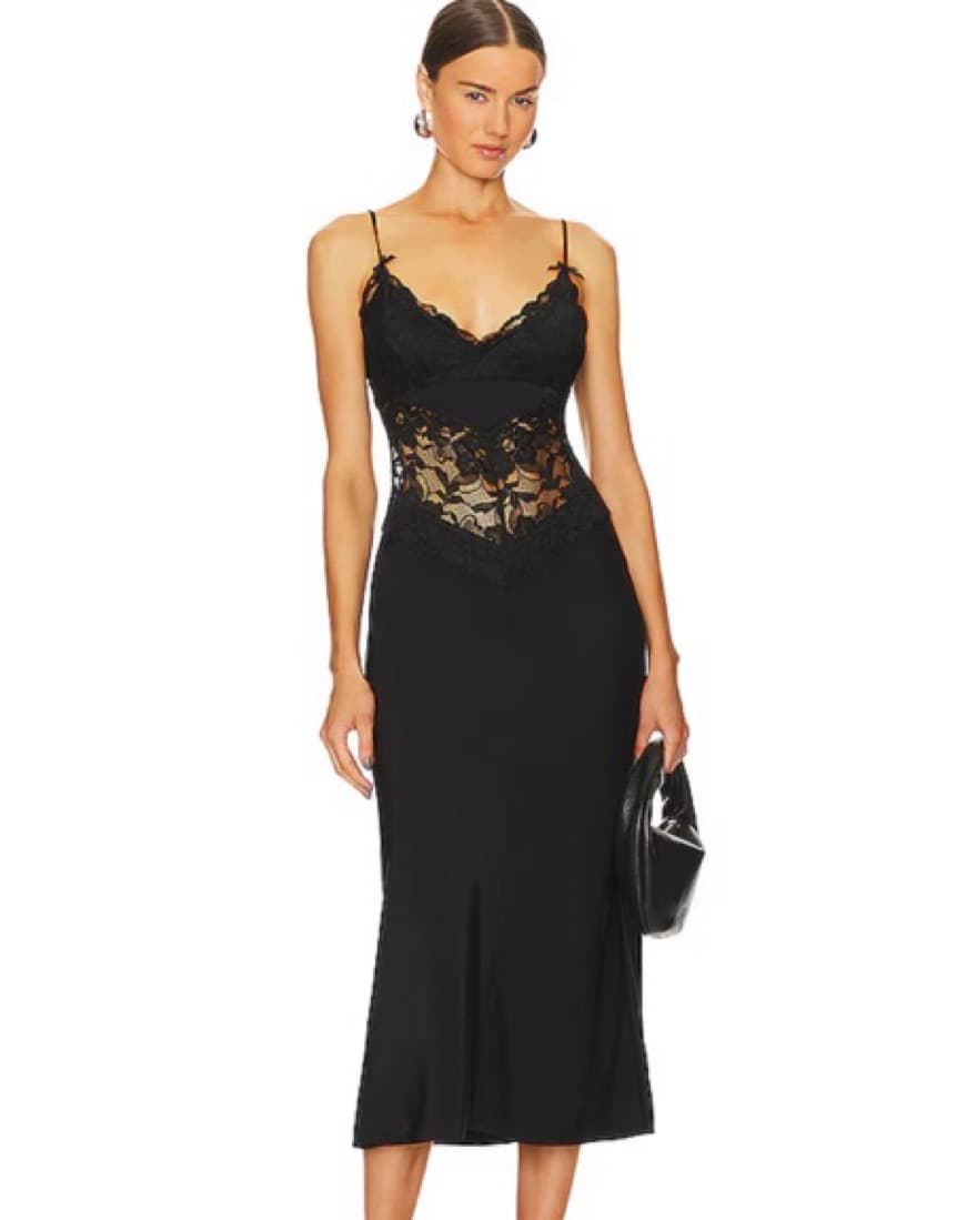 Donna Lace Slip Black Dress  - Image 1