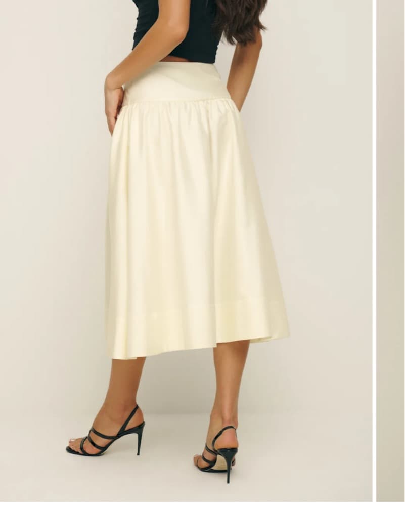 Reformation Lilly Midi Skirt Ivory sz 0 - Image 3