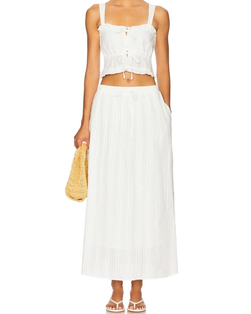 Elegant Ivory Linen Midi Set - Image 1