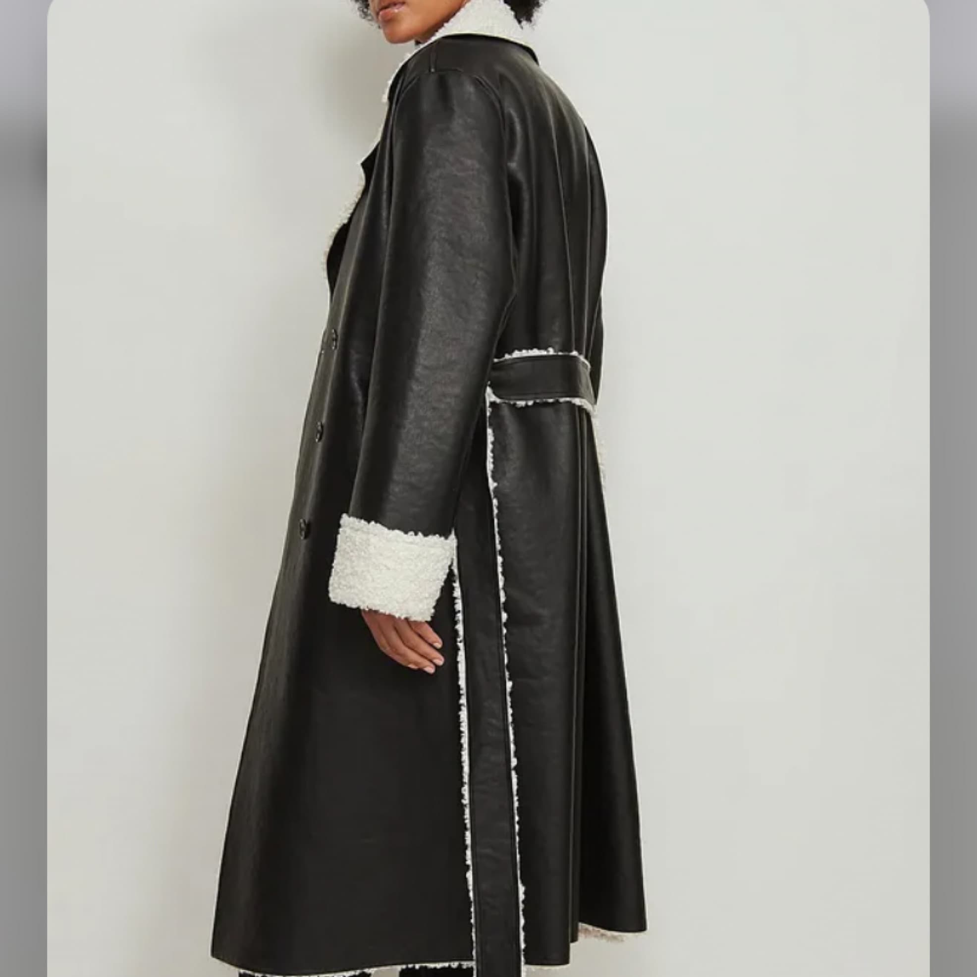Teddy Defail Tie Leather Coat - Image 4