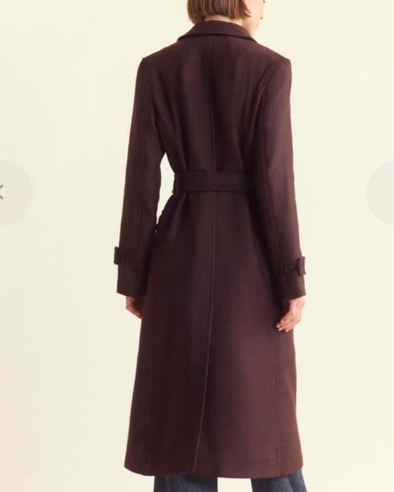 Billy Reid Chocolate Wool Trench Coat - Image 5