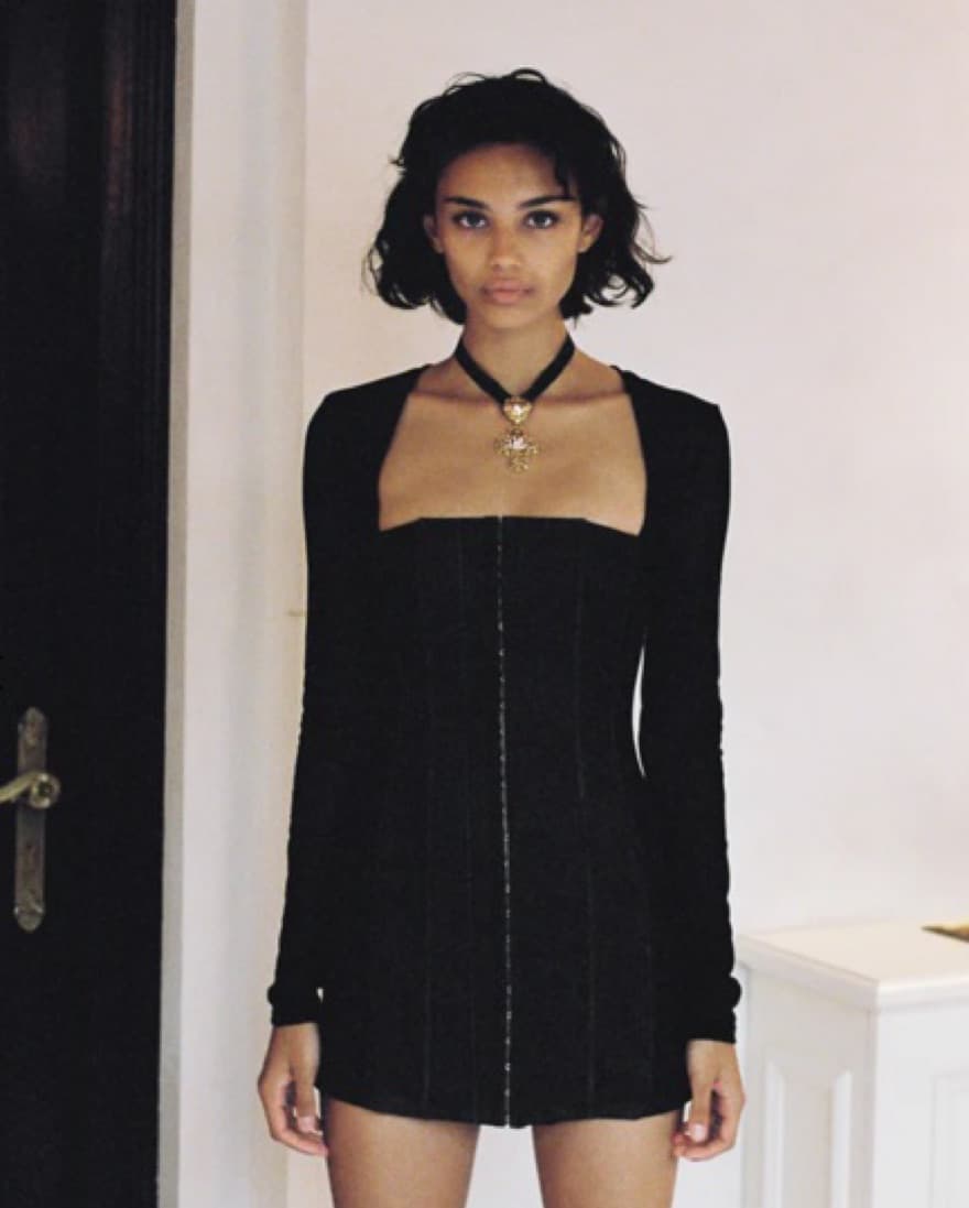 WITH JEAN Long Sleeve Black Corset Dress - Image 4