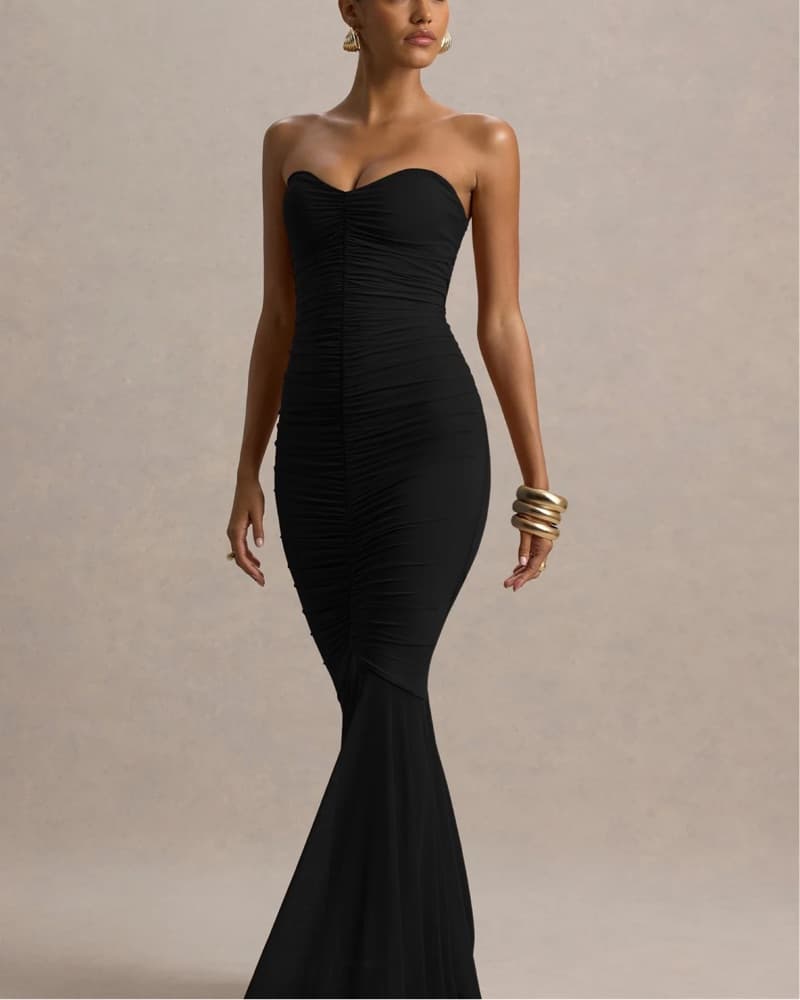 Club London Black Strapless Gown - Image 1