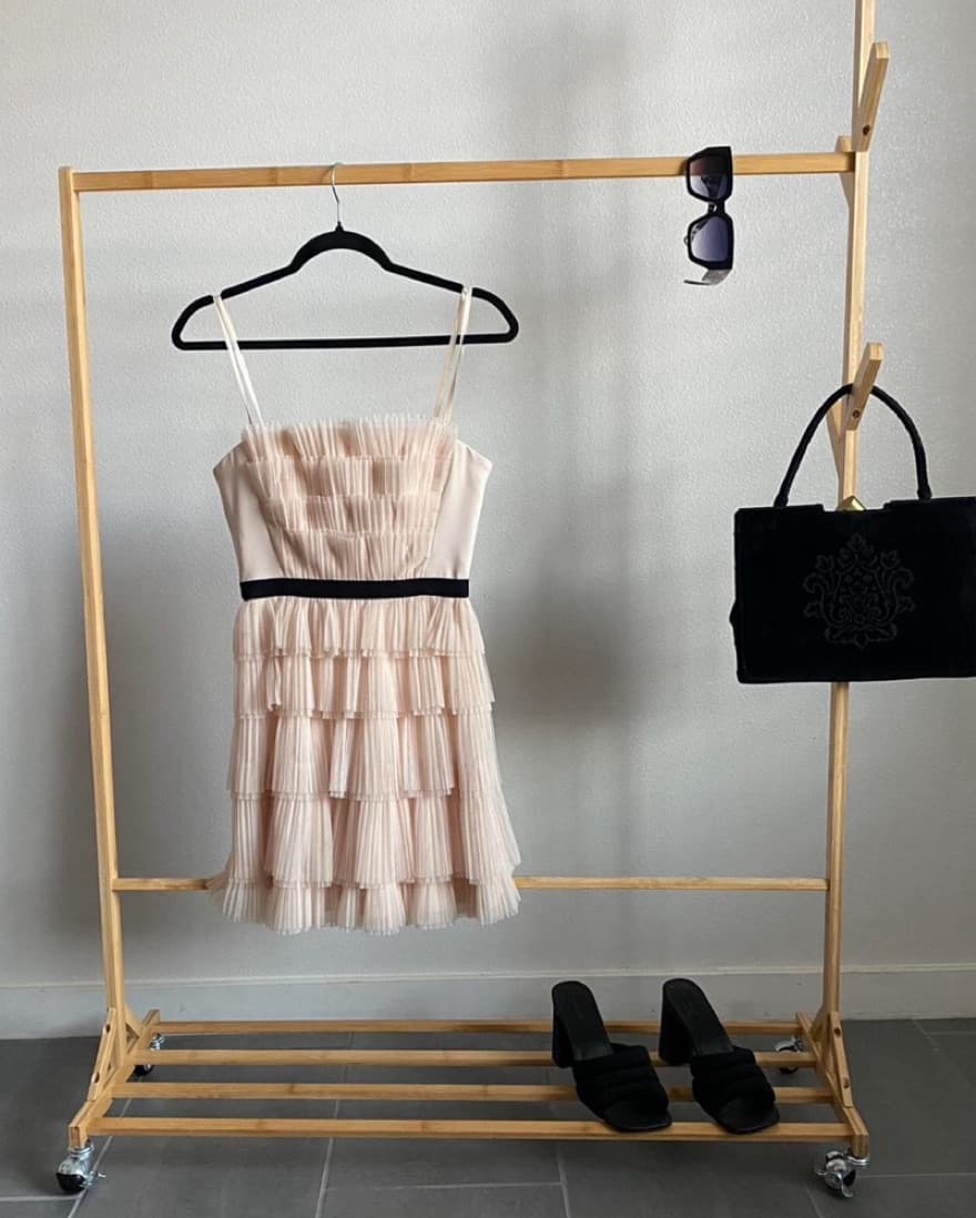 Baby Pink Ruffle Mini Dress - Image 2
