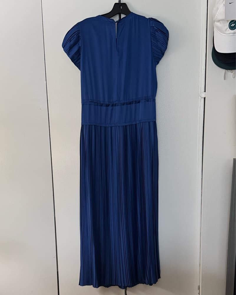 Cobalt Blue Pleated Cap Sleeve Dress - Image 2