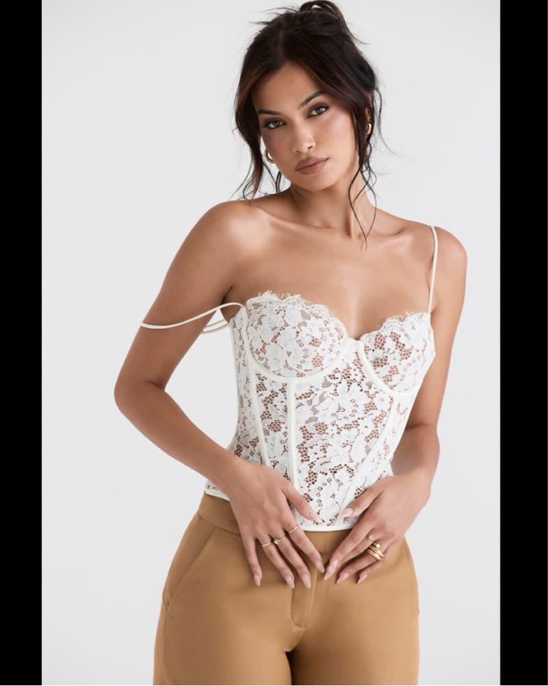 House Of Cb Mila White Lace Corset Top S - Image 2