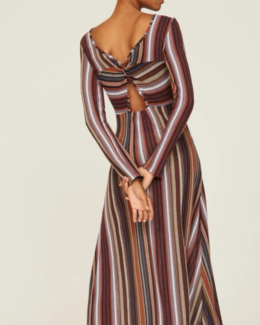 Something Navy Metallic Stripe Dress - Image 3