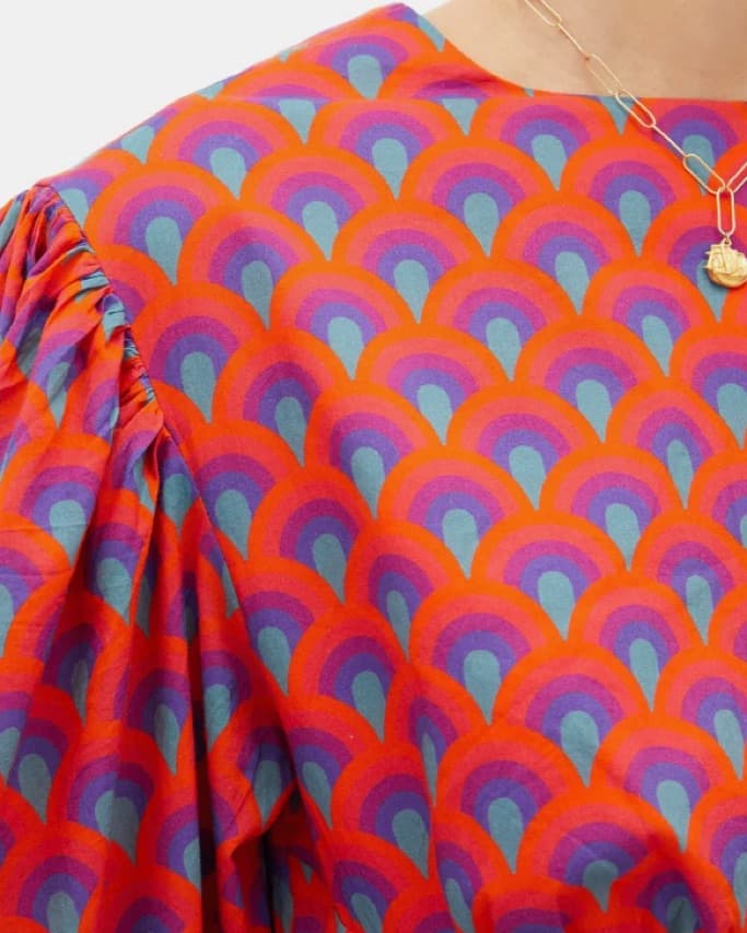 Vibrant Scalloped Mini Dress - Image 4