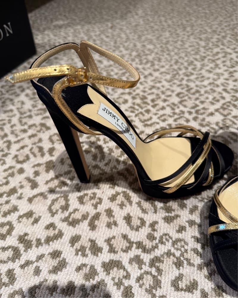 Glamorous Black and Gold Jimmy Choo Heels - Image 5