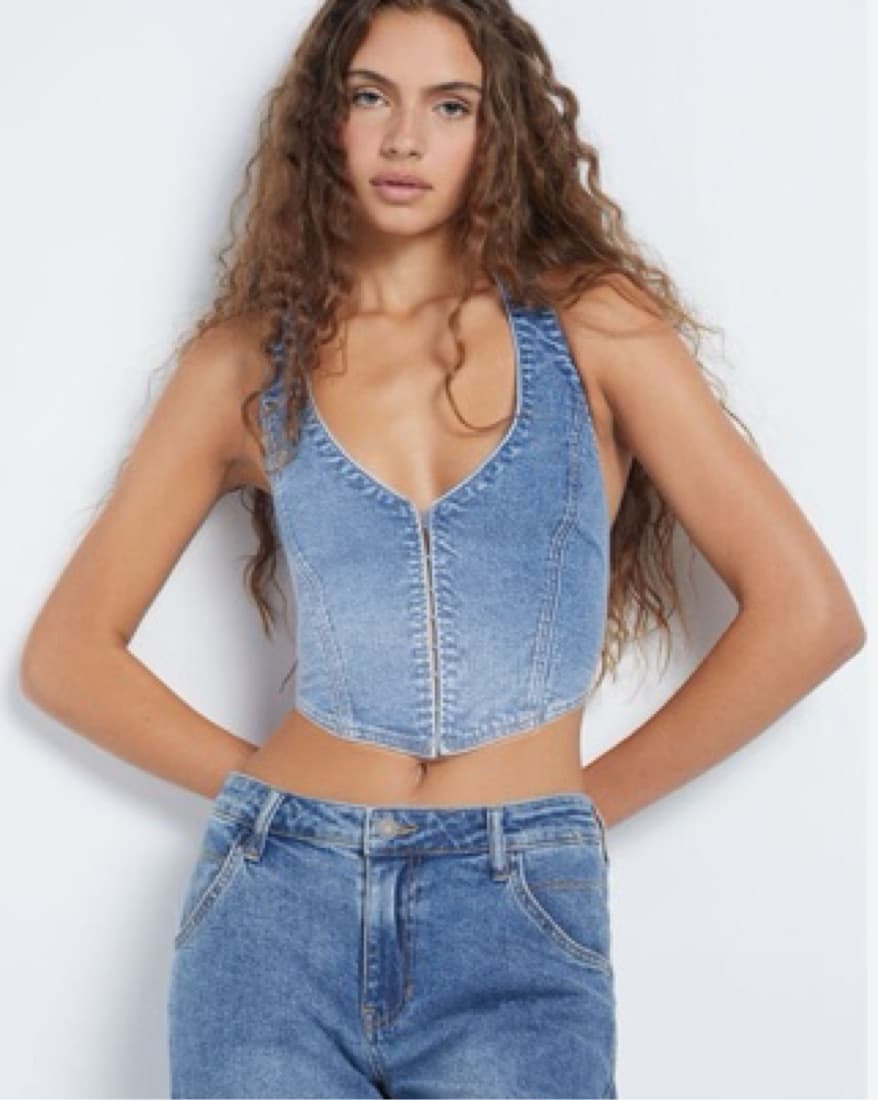 Tessa Denim Halter Top - Image 1