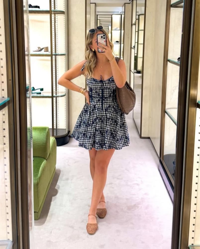 Navy Gingham dress  - Image 1