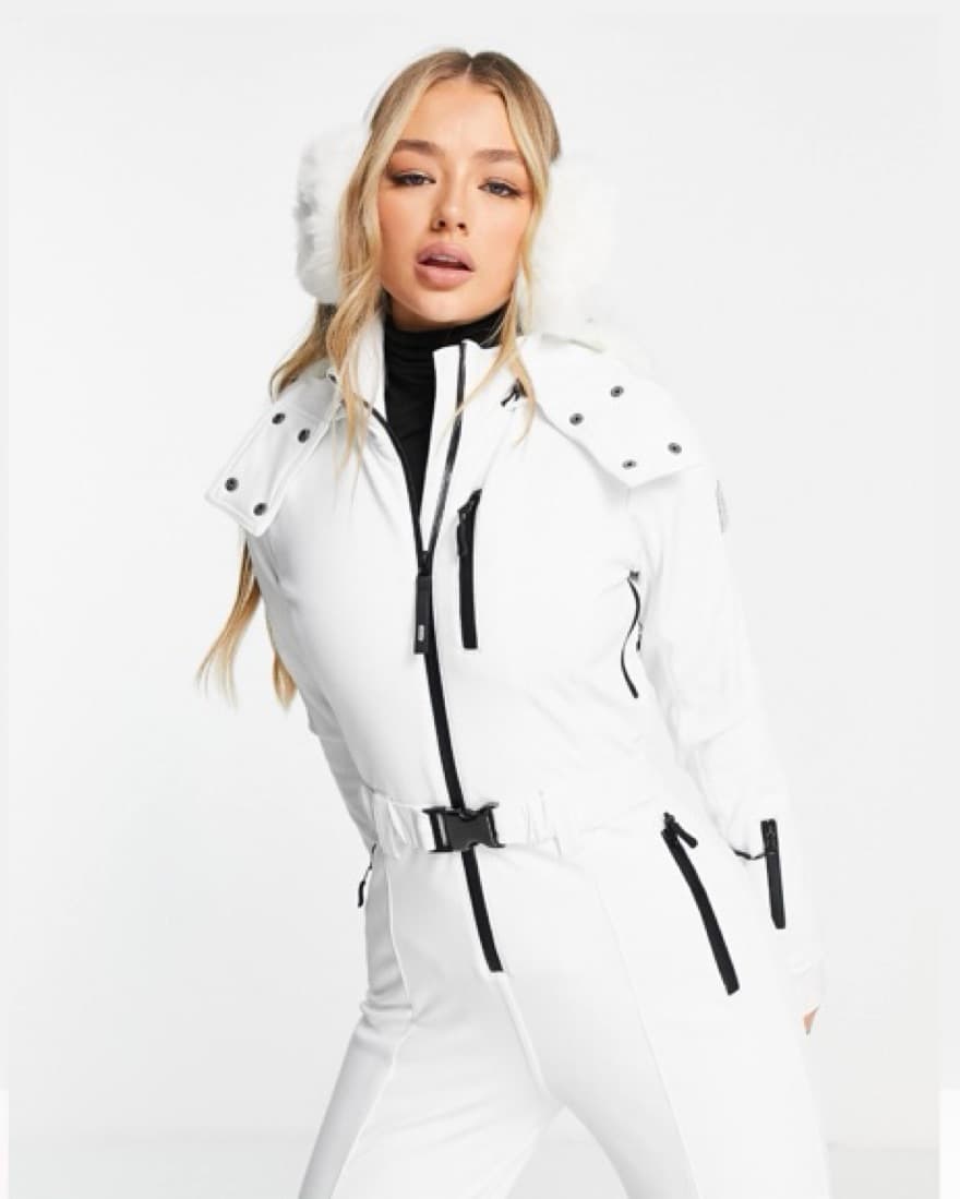 White Fitted Ski Onesie - Image 4