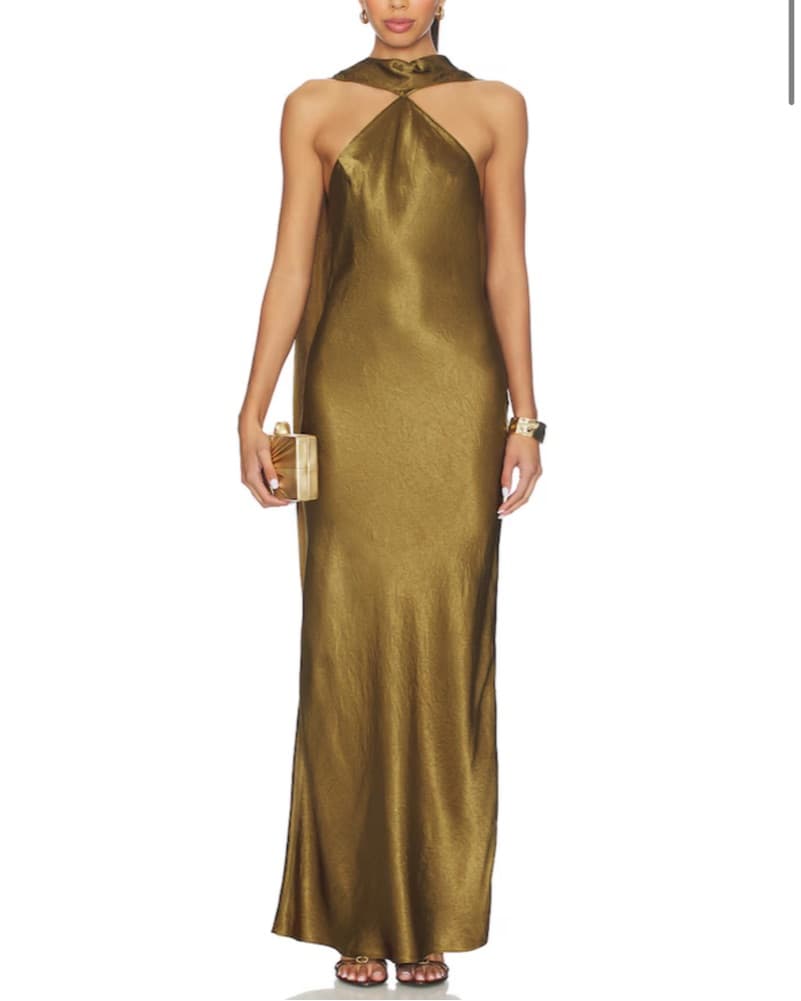 Amanda Uprichard Olive Ashton Maxi Dress - Image 1