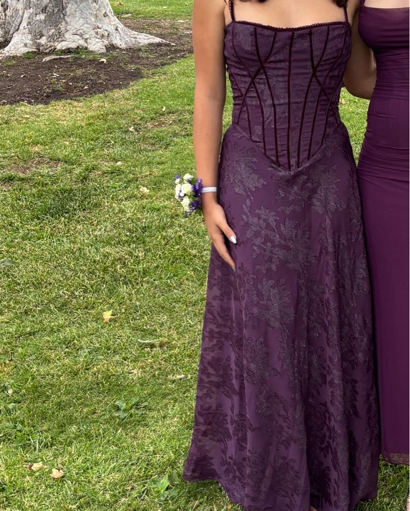 Grape Lurex Chiffon Maxi Dress - Image 2