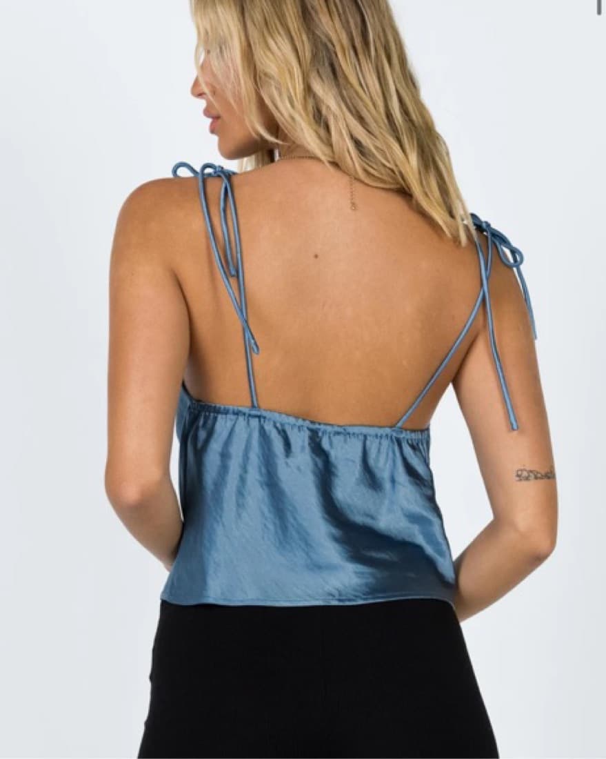 Princess Polly Blue Blakely Satin Tank - Image 3