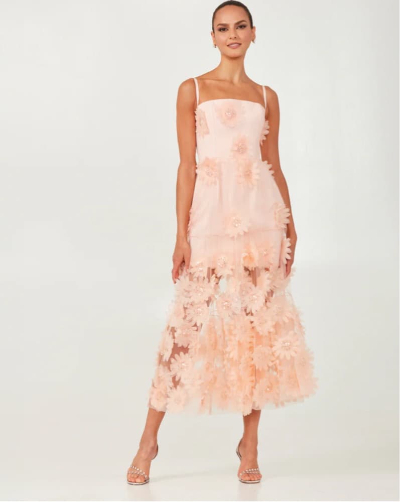 Elegant Floral Midi Dress - Image 1
