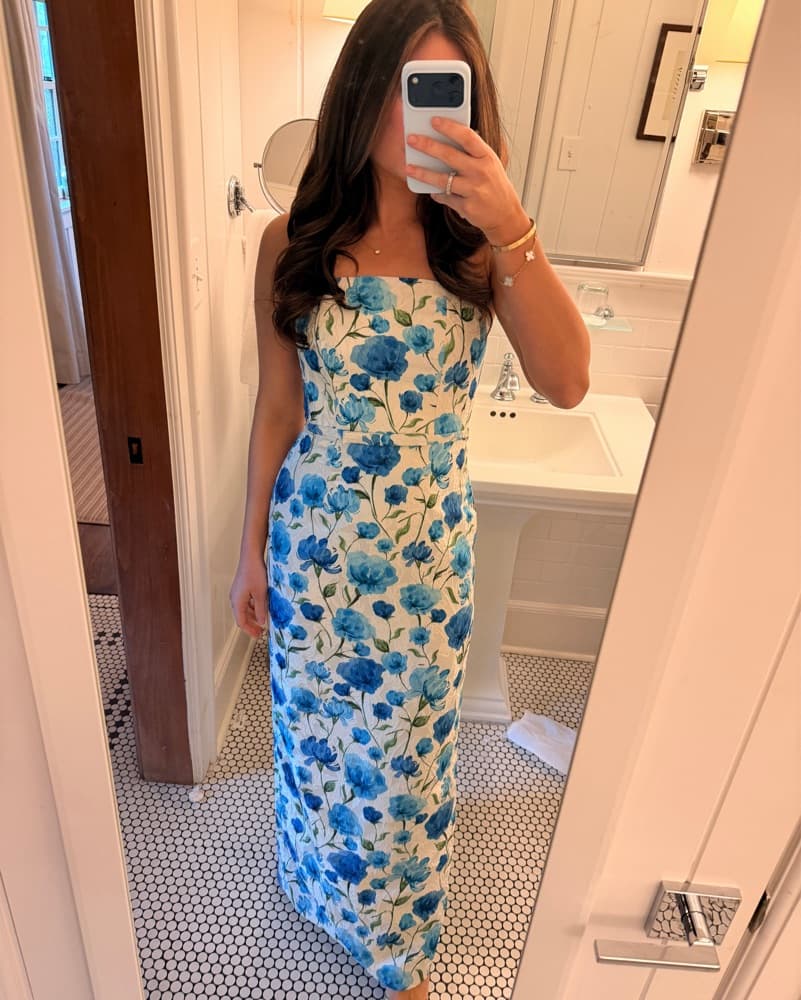 Sachin & Babi Blue/Green Floral Gown - Image 4