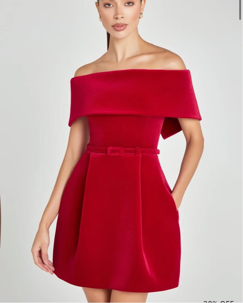 Nadine Merabi Red Velvet Dress - Image 2