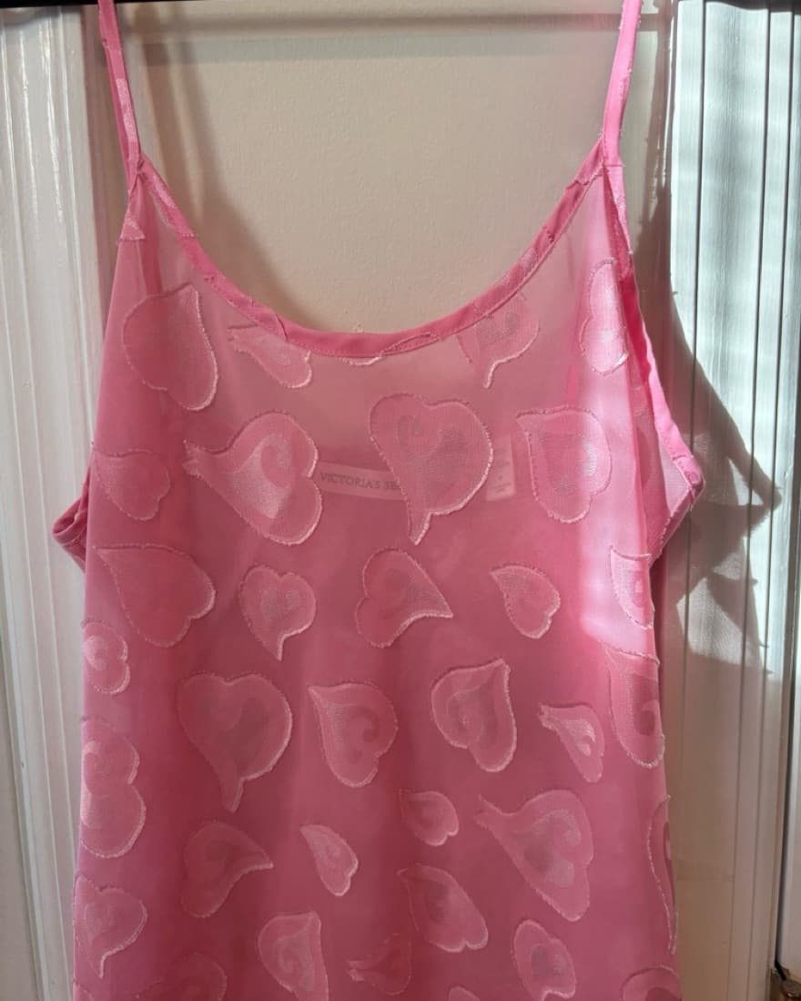 Pink Sheer Heart Slip Dress - Image 2