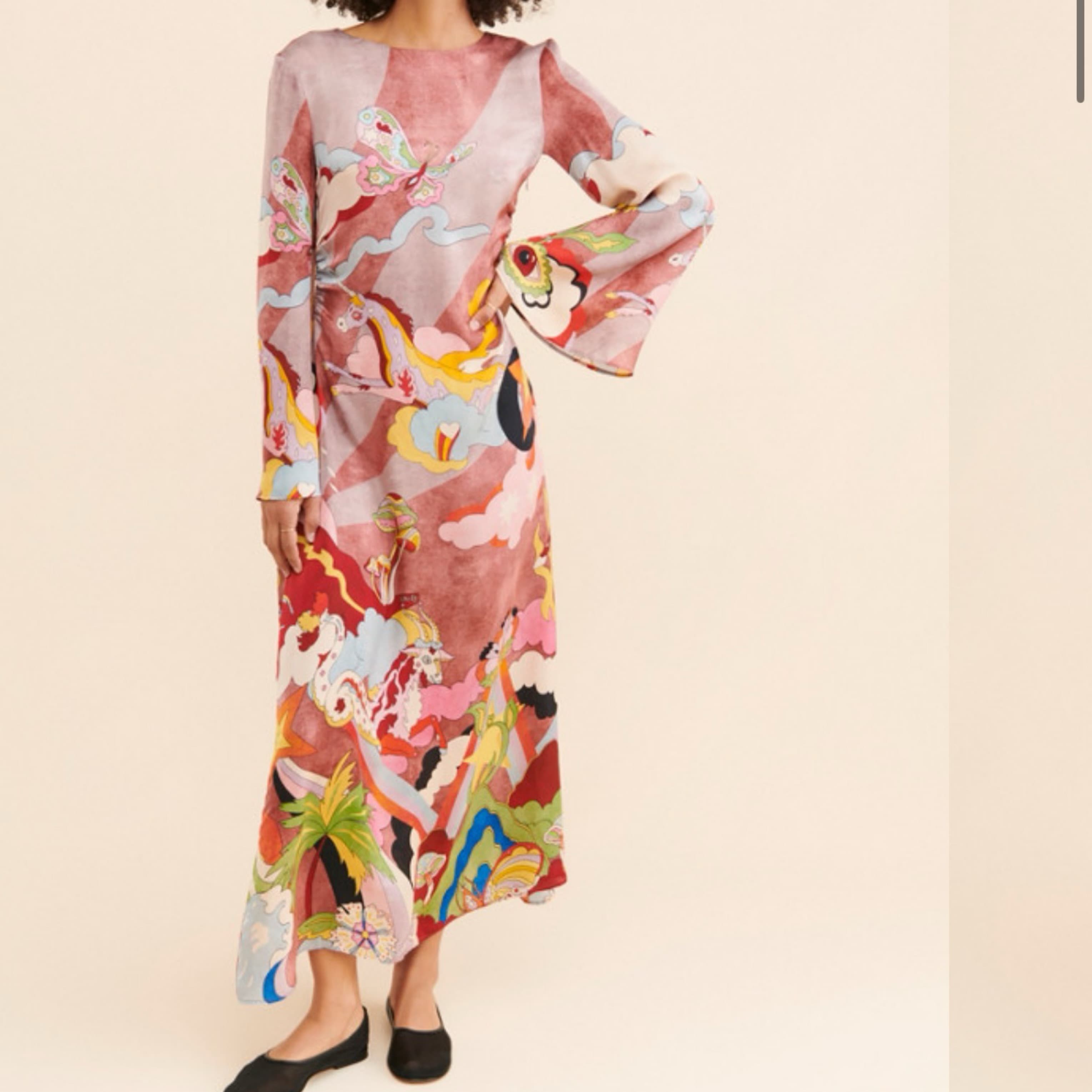 Trippy Silk Long Sleeve Maxi Dress - Image 3
