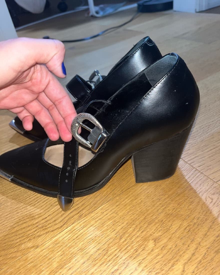 Black Leather Heels - Image 3