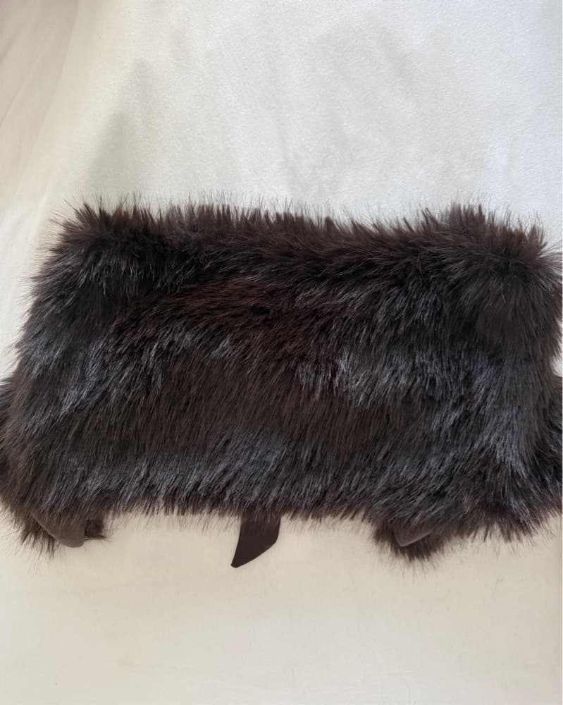 Brown Faux Fur Tie Stole - Image 2