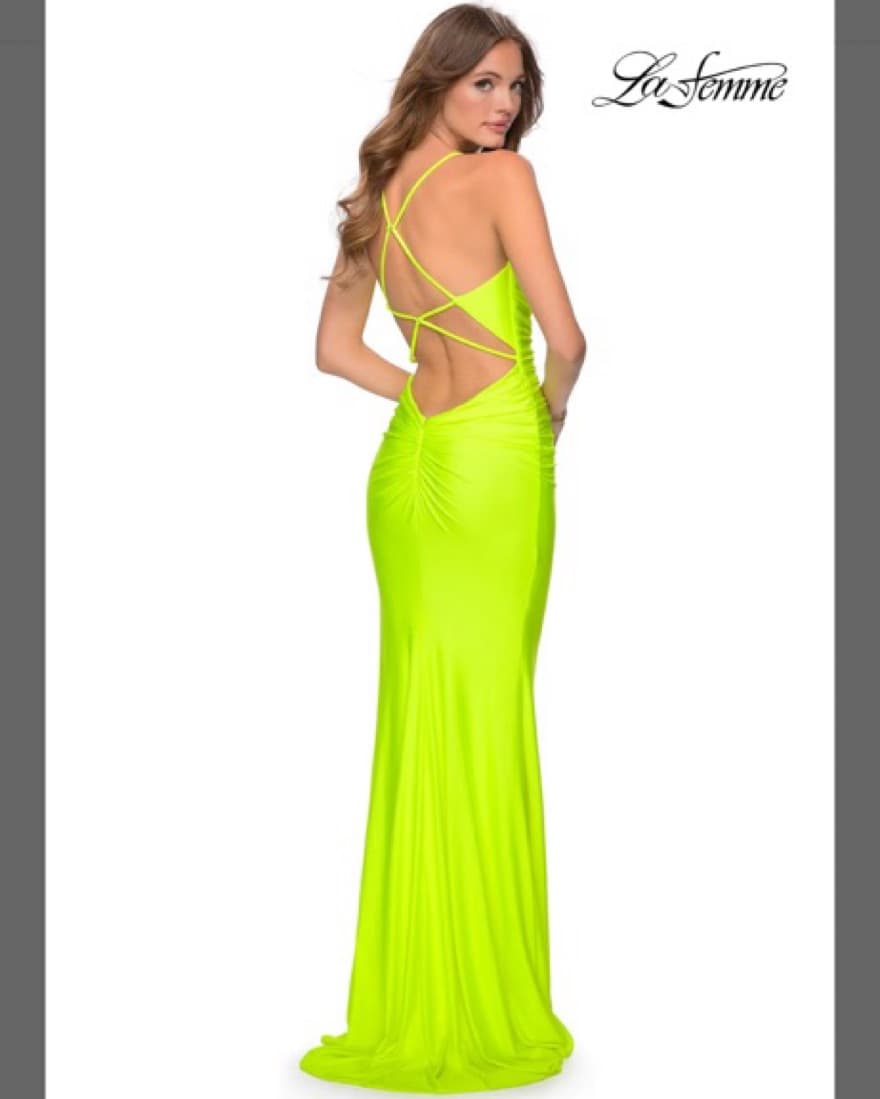 LA FEMME NEON YELLOW LONG GOWN - Image 3