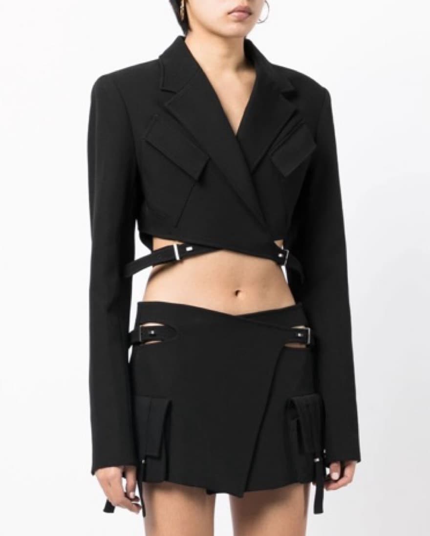 DION LEE Bar Hook Cropped Blazer Black - Image 1